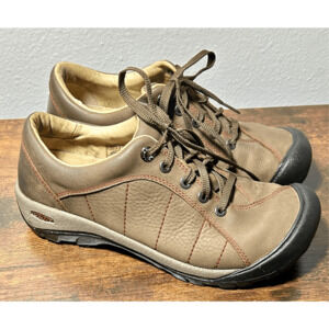 Keen Presidio Brown Leather Hiking Shoes Womens 8 Casual Low Lace Up 5332-SBBR